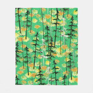 Seamless pattern with autumn forest fleece blanket