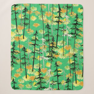 Seamless pattern with autumn forest sherpa blanket