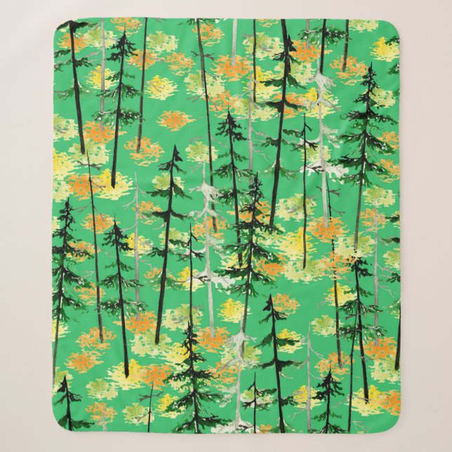 Seamless pattern with autumn forest sherpa blanket (Front)
