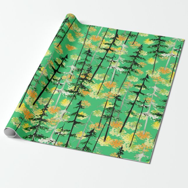 Seamless pattern with autumn forest wrapping paper (Unrolled)