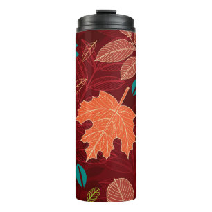 Seamless pattern with autumn leaves  thermal tumbler