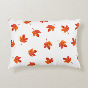 Seamless pattern with autumn leaves. Watercolor ha Decorative Cushion
