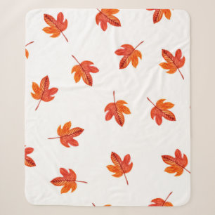 Seamless pattern with autumn leaves. Watercolor ha Sherpa Blanket