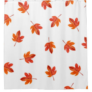 Seamless pattern with autumn leaves. Watercolor ha Shower Curtain