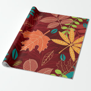 Seamless pattern with autumn leaves wrapping paper