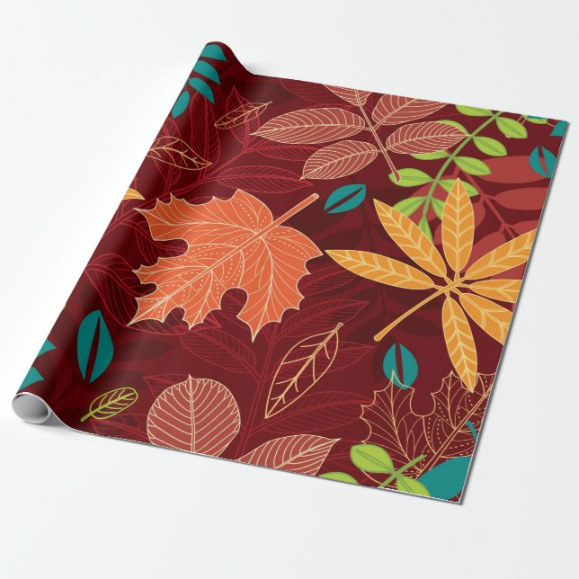 Seamless pattern with autumn leaves  wrapping paper (Unrolled)