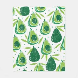 Seamless pattern with avocados. Stamp textured. vi Fleece Blanket