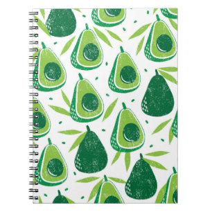Seamless pattern with avocados. Stamp textured. vi Notebook