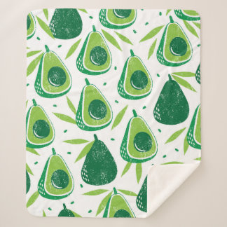 Seamless pattern with avocados. Stamp textured. vi Sherpa Blanket
