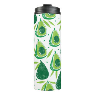 Seamless pattern with avocados. Stamp textured. vi Thermal Tumbler