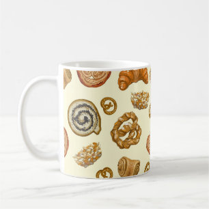Seamless pattern with bakery product coffee mug