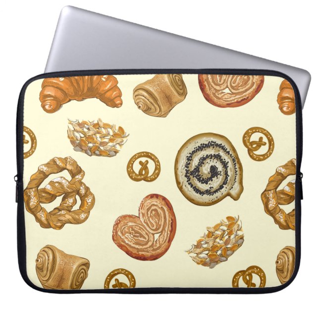 Seamless pattern with bakery product laptop sleeve (Front)