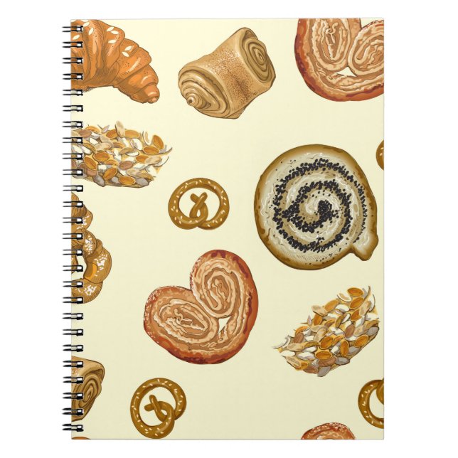 Seamless pattern with bakery product notebook (Front)