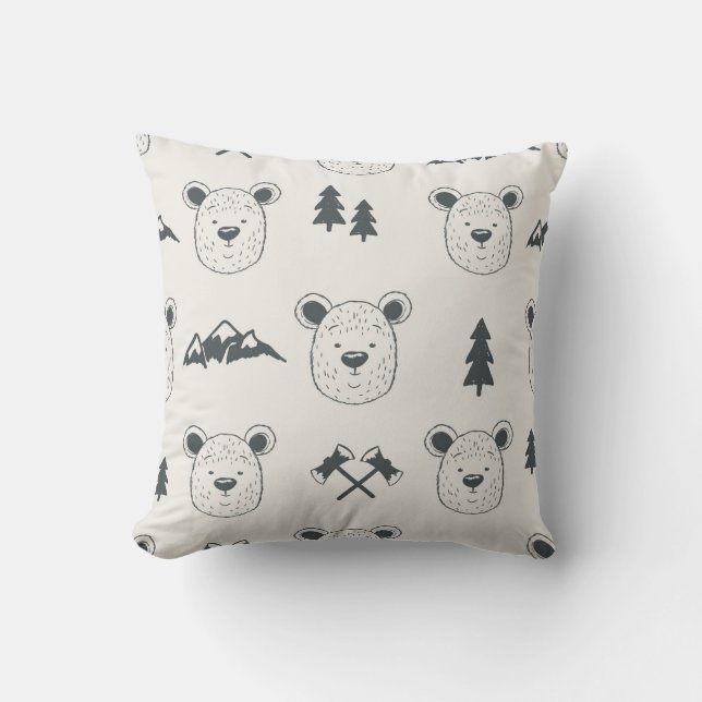 Seamless pattern with bear headspattern, bear, mou cushion (Front)