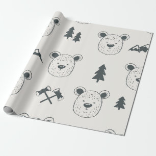 Seamless pattern with bear headspattern, bear, mou wrapping paper