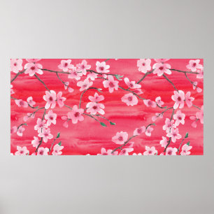 Seamless pattern with Beautiful Cherry blossom flo Poster
