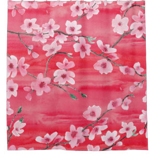 Seamless pattern with Beautiful Cherry blossom flo Shower Curtain