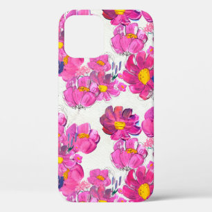 Seamless pattern with Beautiful flowers. Watercolo iPhone 12 Case
