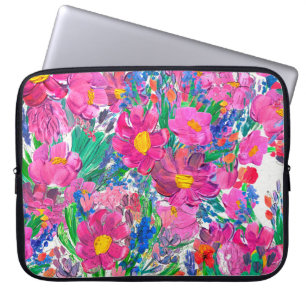 Seamless pattern with Beautiful flowers. Watercolo Laptop Sleeve