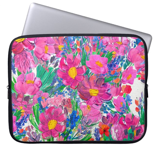 Seamless pattern with Beautiful flowers. Watercolo Laptop Sleeve (Front)