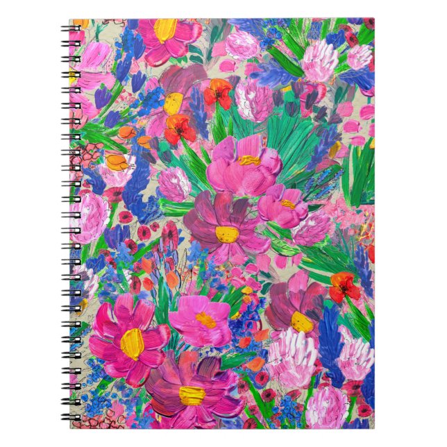 Seamless pattern with Beautiful flowers. Watercolo Notebook (Front)