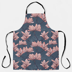 Seamless pattern with beautiful magnolia flowers i apron