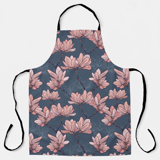 Seamless pattern with beautiful magnolia flowers i apron (Front)