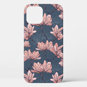 Seamless pattern with beautiful magnolia flowers i iPhone 12 case
