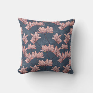 Seamless pattern with beautiful magnolia flowers i cushion