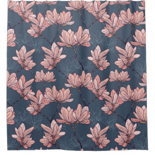Seamless pattern with beautiful magnolia flowers i shower curtain