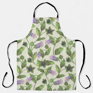 Seamless pattern with belladonna flowers. A bush w Apron