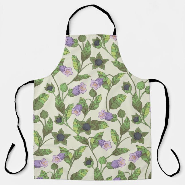 Seamless pattern with belladonna flowers. A bush w Apron (Front)