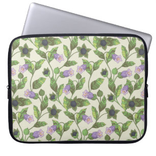 Seamless pattern with belladonna flowers. A bush w Laptop Sleeve