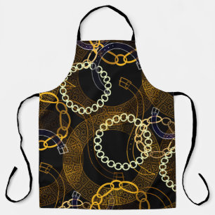 Seamless pattern with belts greek meanders chains apron