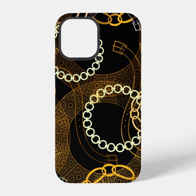 Seamless pattern with belts greek meanders chains  iPhone case (Back)