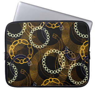 Seamless pattern with belts greek meanders chains laptop sleeve