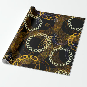 Seamless pattern with belts greek meanders chains  wrapping paper
