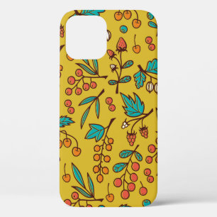 Seamless Pattern with Berries on Branches. iPhone 12 Case