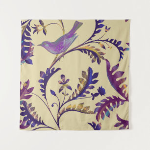Seamless pattern with birds and branches with exot tapestry
