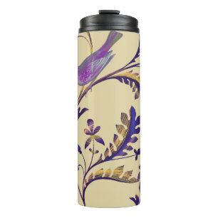 Seamless pattern with birds and branches with exot thermal tumbler