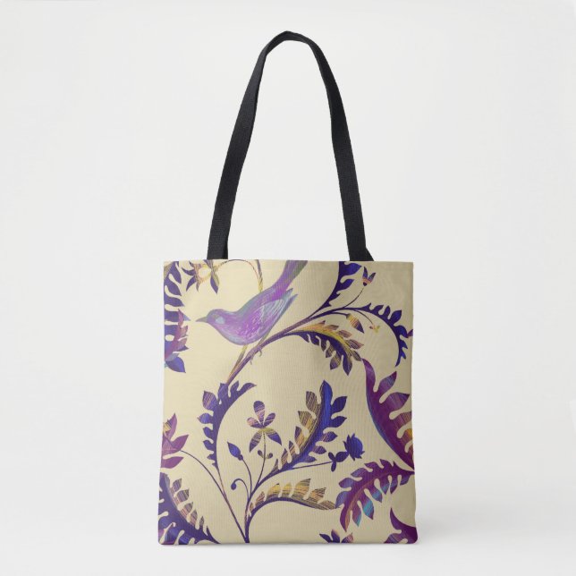 Seamless pattern with birds and branches with exot tote bag (Front)