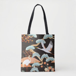 Seamless pattern with birds. Crane. Heron. Japanes Tote Bag