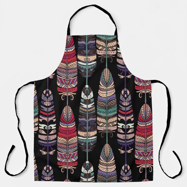 Seamless pattern with birds feathers. Tribal art a Apron (Front)