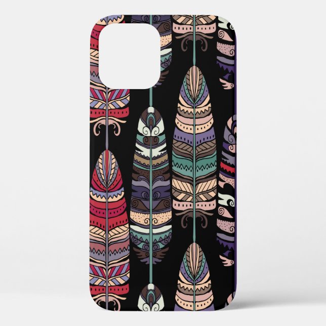 Seamless pattern with birds feathers. Tribal art a Case-Mate iPhone Case (Back)