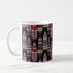 Seamless pattern with birds feathers. Tribal art a Coffee Mug