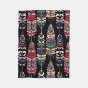 Seamless pattern with birds feathers. Tribal art a Fleece Blanket