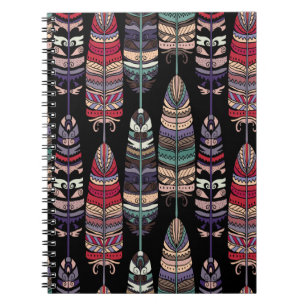 Seamless pattern with birds feathers. Tribal art a Notebook