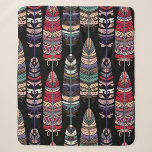 Seamless pattern with birds feathers. Tribal art a Sherpa Blanket