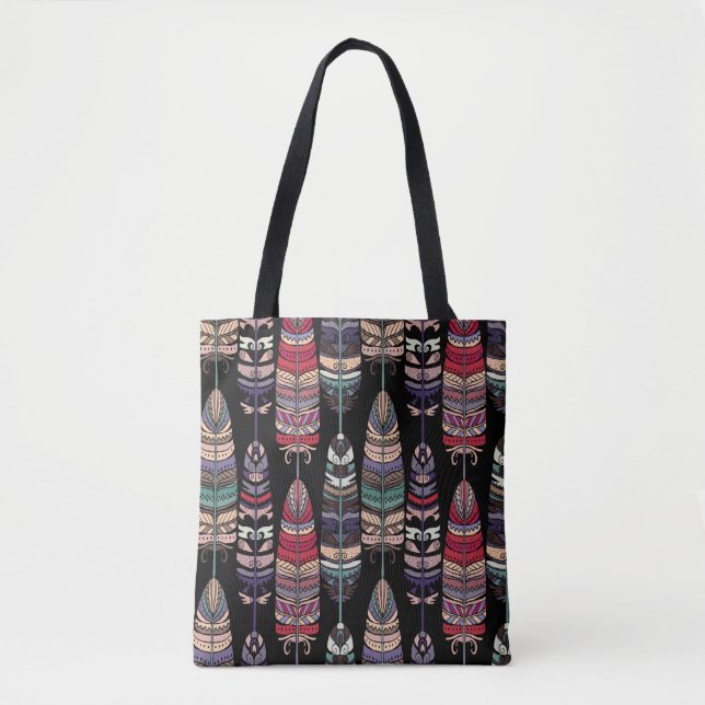 Seamless pattern with birds feathers. Tribal art a Tote Bag (Front)