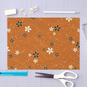 Seamless pattern with black and white flowers tissue paper